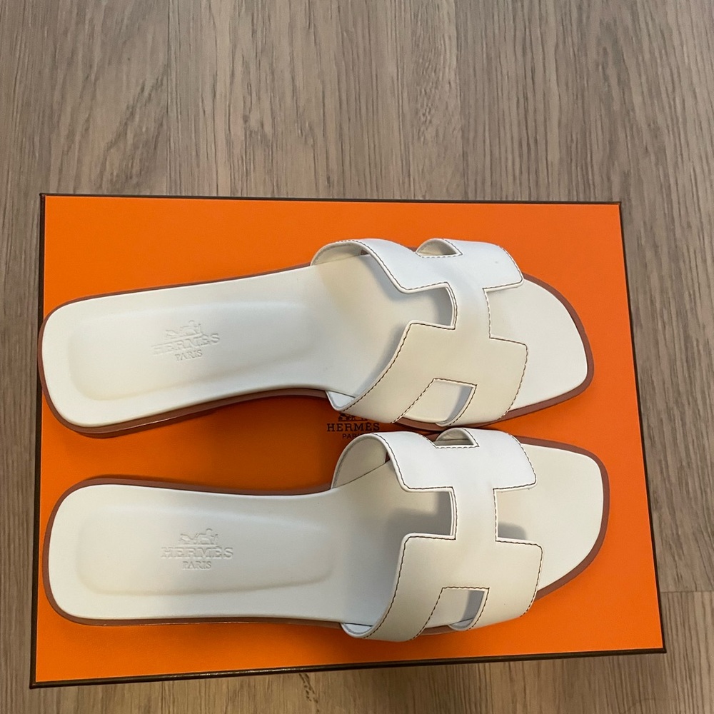 Hermes Oran Sandals - White - 39